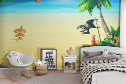Children's wallpaper treasure island pirates