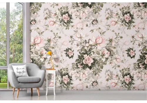 Carta da Parati decorazione rose fiori rosa natura pattern.