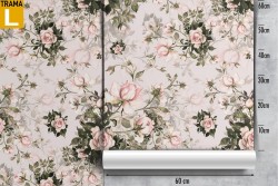 Wallpaper decoration roses pink flowers nature pattern.