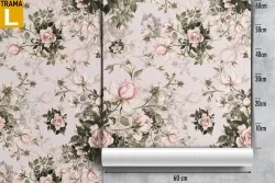 Wallpaper decoration roses pink flowers nature pattern.