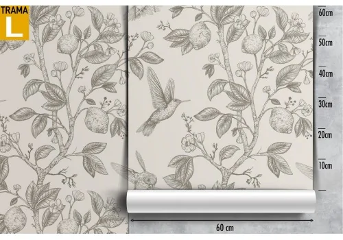 Carta da Parati ucellini e fiori decorazione natura. 2