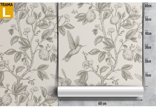 Wallpaper with birds and flowers nature decoration. 2