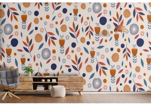 Wallpaper stylized leaves autumn nature pattern.