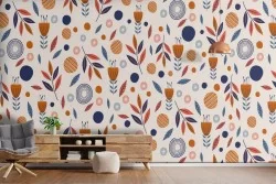 Carta da Parati foglie stilizzate natura autunno pattern.