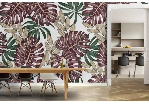 Tropical leaves abstract nature pattern wallpaper.