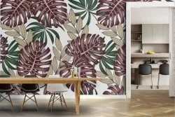 Tropical leaves abstract nature pattern wallpaper.