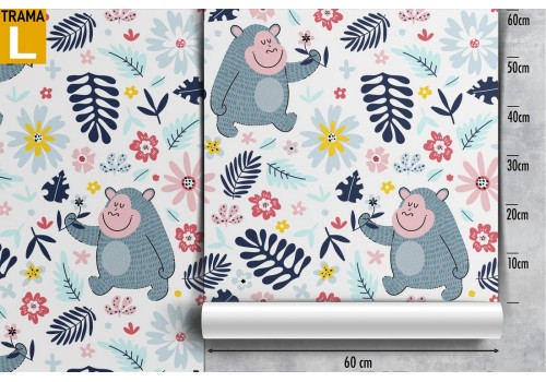 Monkey and leaves wallpaper children's decoration. 2