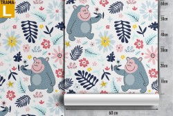 Monkey and leaves wallpaper children's decoration.