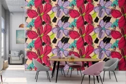 Carta da Parati fiori stilizzati decorazione moderna.