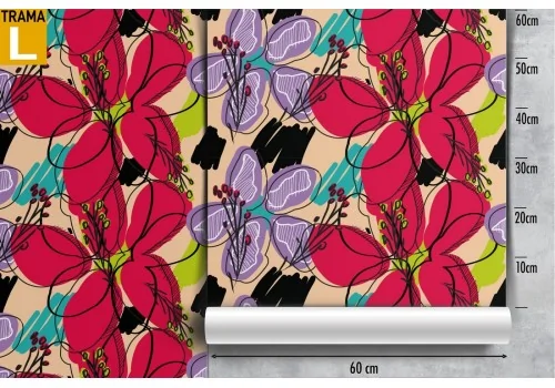 Carta da Parati fiori stilizzati decorazione moderna. 2