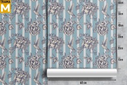 Carta da Parati Fiori Natura Righe e Onde