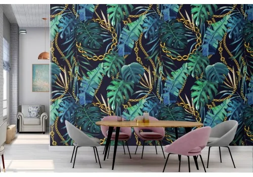 Tropical leaves luxury design wallpaper.