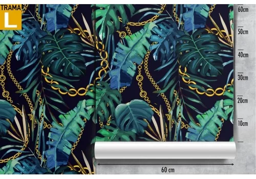 Carta da Parati foglie tropicali design luxury. 2