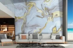 Carta da Parati superficie marmo bianco oro