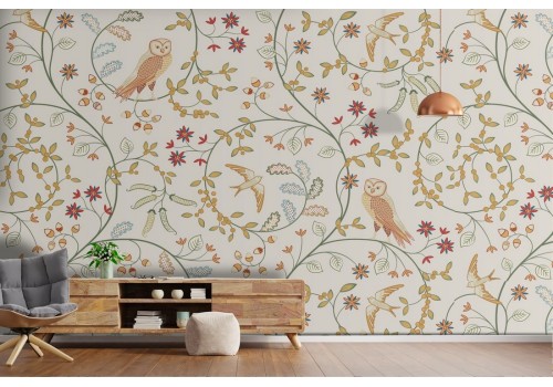 Floral and fauna nature vintage decoration wallpaper.