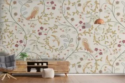 Floral and fauna nature vintage decoration wallpaper.