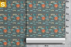 Children's Wallpaper Decorations and Patterns Rockets Airplanes Hot Air Balloons