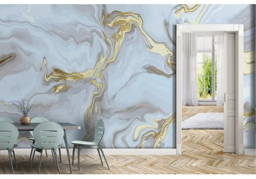 Carta da Parati superficie marmo bianco oro 2