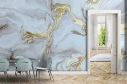 Carta da Parati superficie marmo bianco oro