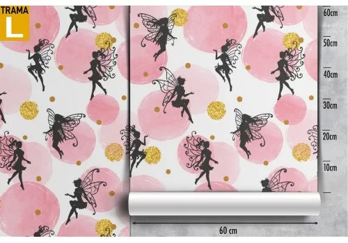 Carta da Parati fatine e pois decorazione bambini fantasy. 2