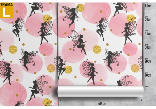 Fairy and polka dot wallpaper children's fantasy decoration. 2