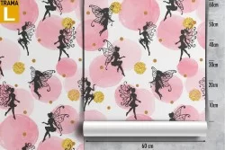 Fairy and polka dot wallpaper children's fantasy decoration.
