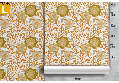 Wallpaper with stylized flowers nature 70s. 2