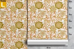 Wallpaper with stylized flowers nature 70s.
