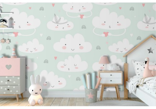 Carta da Parati nuvolette cielo decorazione bambini.