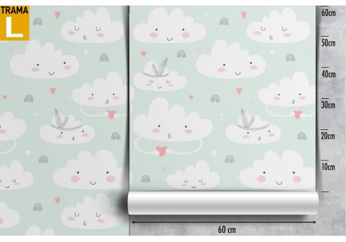 Carta da Parati nuvolette cielo decorazione bambini. 2
