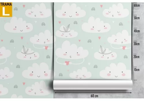 Carta da Parati nuvolette cielo decorazione bambini. 2