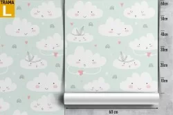 Carta da Parati nuvolette cielo decorazione bambini.