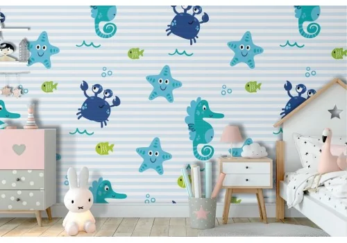Seahorse wallpaper kids decoration.