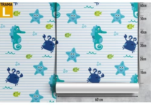 Carta da Parati cavallucci marini decorazione bambini. 2