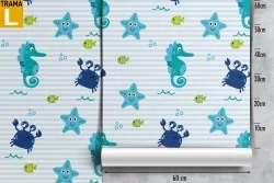 Carta da Parati cavallucci marini decorazione bambini.