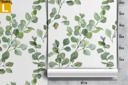 Carta da Parati foglie verdi natura decorazione raffinata.