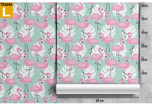 Flamingo and stylized tropical leaves nature wallpaper. 2