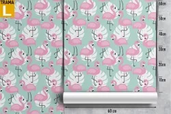 Flamingo and stylized tropical leaves nature wallpaper.
