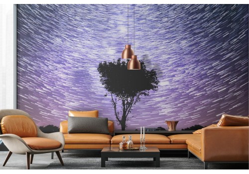 Wallpaper landscape tree starry sky 2