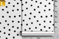 Wallpaper decoration with black polka dot pattern.