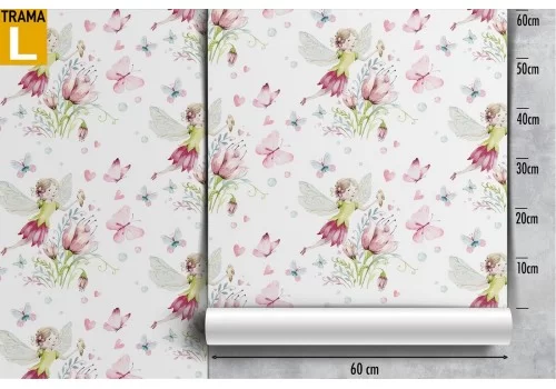 Carta da Parati fatine e fiori decorazione bambini fantasy. 2