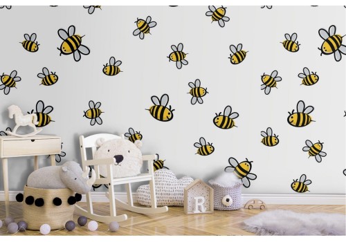 Bee wallpaper kids nature decoration.