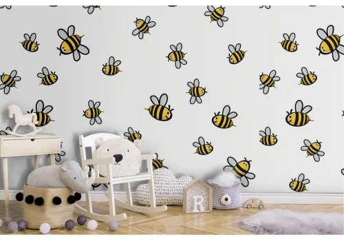 Bee wallpaper children's nature decoration.