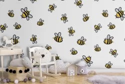 Bee wallpaper kids nature decoration.