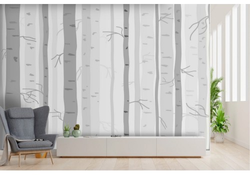 Wallpaper Design and Styles Flora and Fauna Stylized Nature Trees