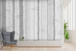 Carta da Parati Design e Stili Flora e Fauna Alberi Natura Stilizzata