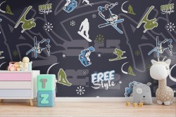 Snowboard Wallpaper Kids Decoration.
