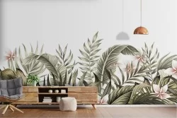 Wallpaper decoration detail flowers and leaves