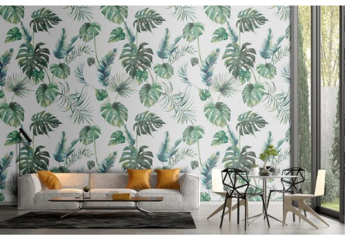 Tropical leaves wallpaper nature decoration.