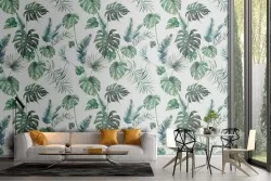 Carta da Parati foglie tropicali decorazione natura.